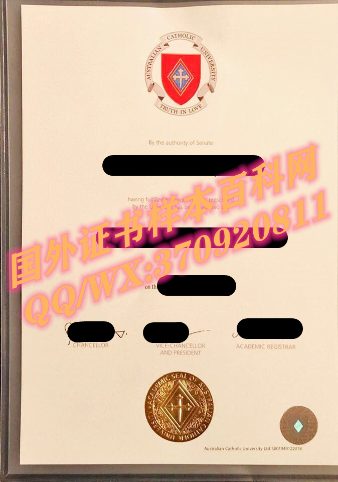 澳大利亚天主教大学毕业证样式