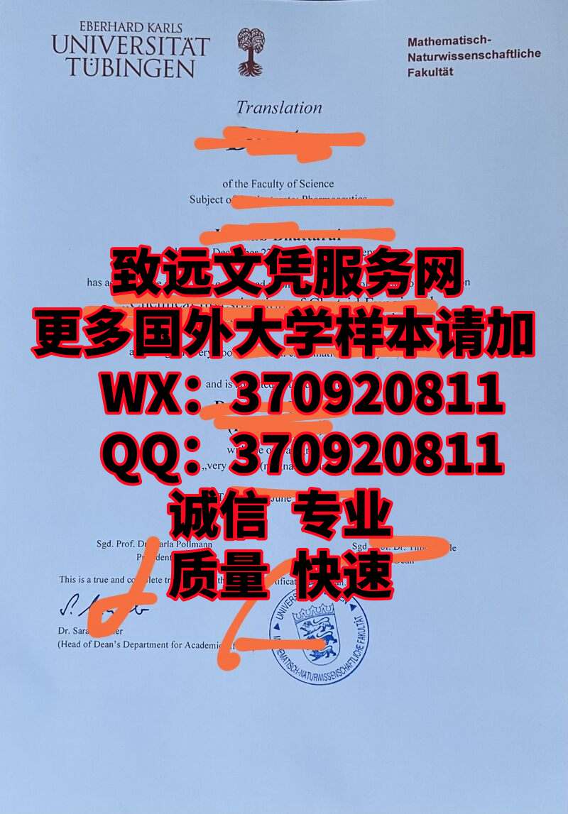论全新德国蒂宾根大学毕业证书原版展示